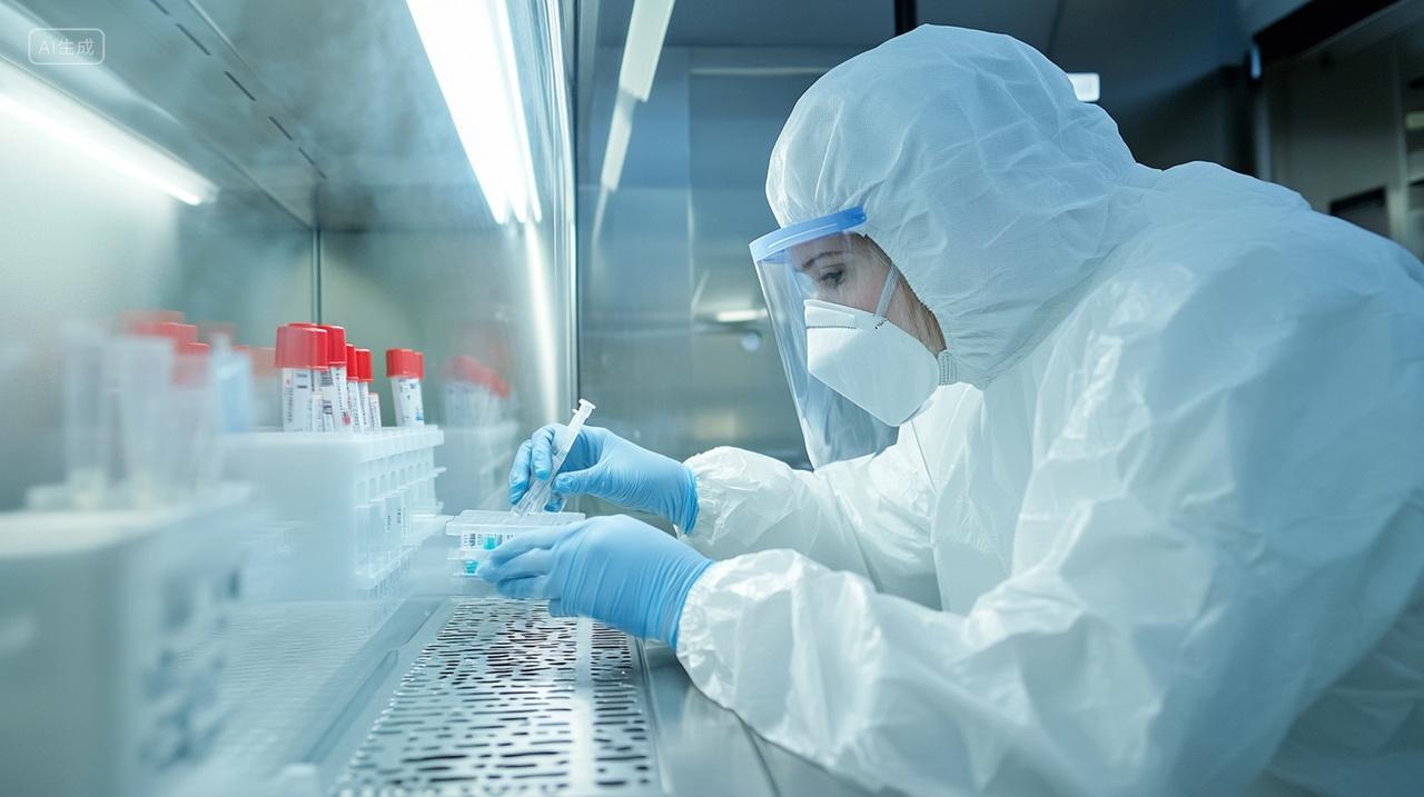 医学研究人员在实验室中进行样本分析