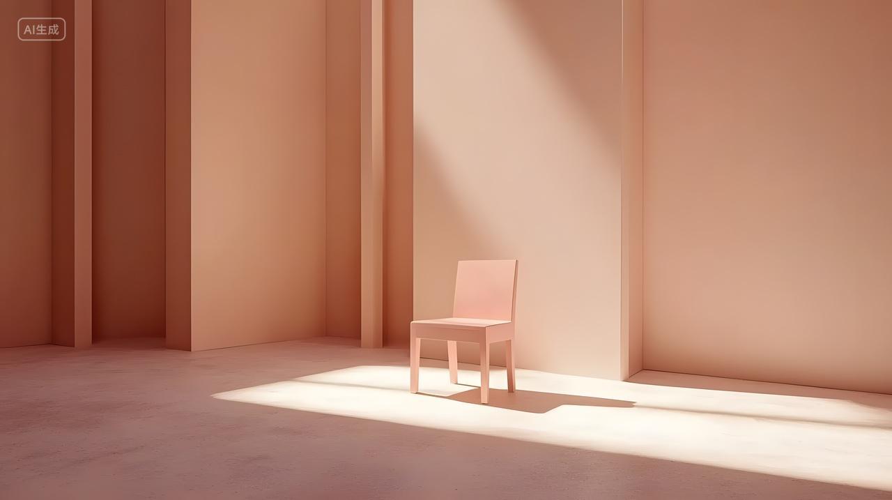 极简主义风格房间配有一把粉色椅子