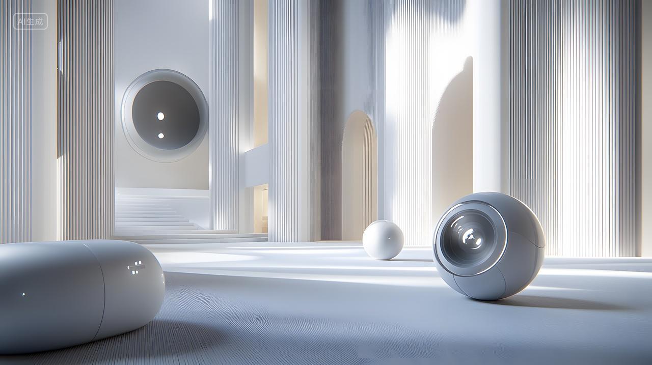 具有抽象形状未来派白色内饰