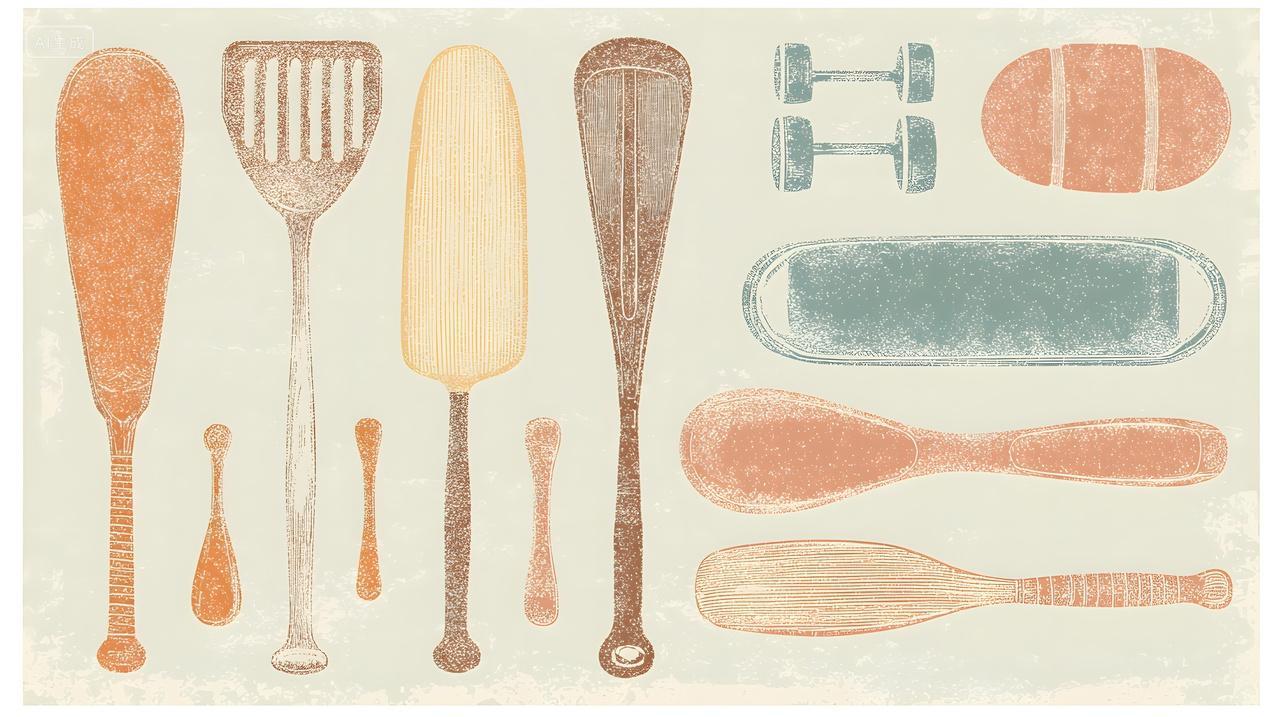 老式厨房用具和健身器材图解