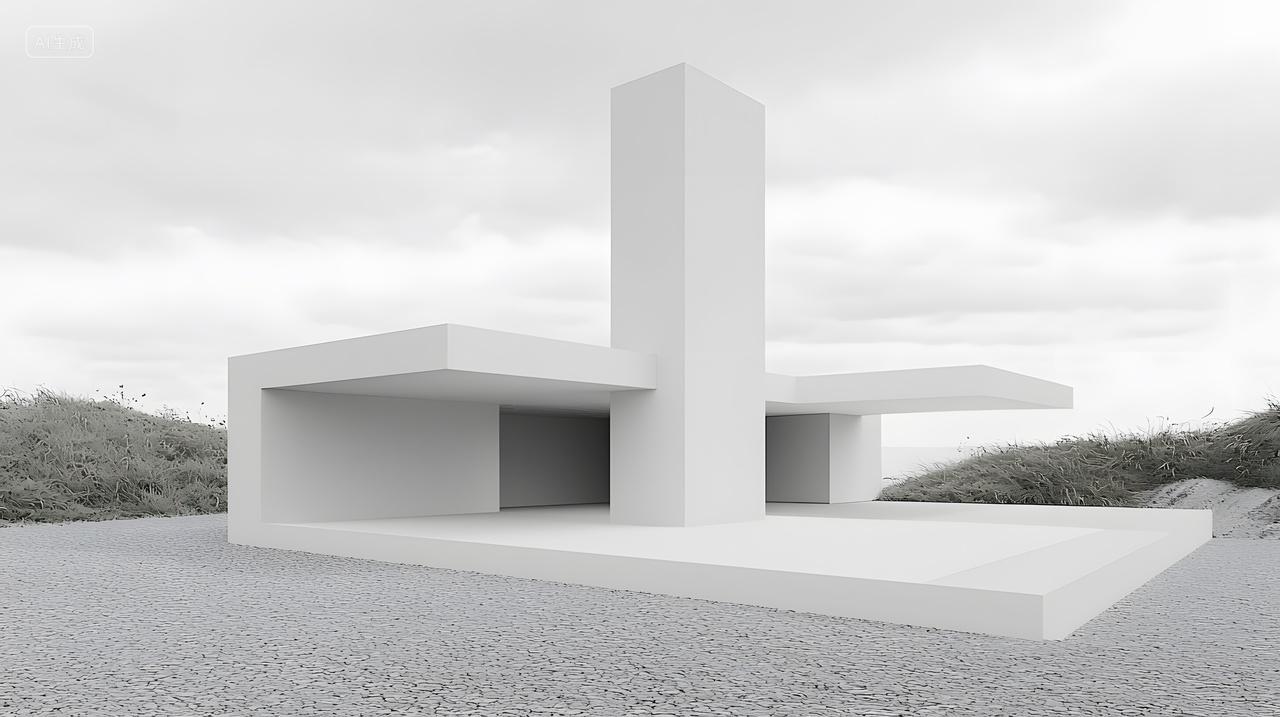 宁静环境中现代简约建筑