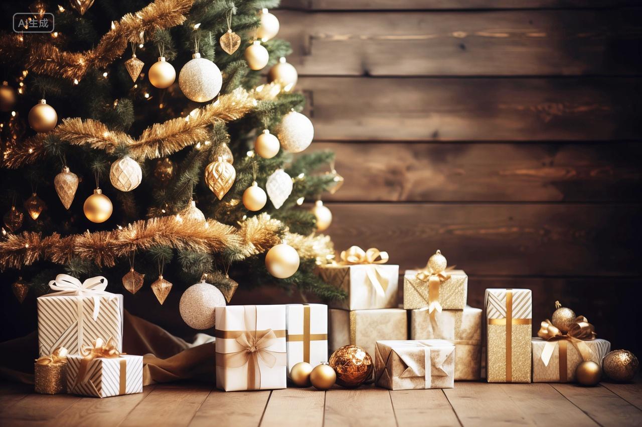 圣诞节装饰与礼物新年节日气氛
