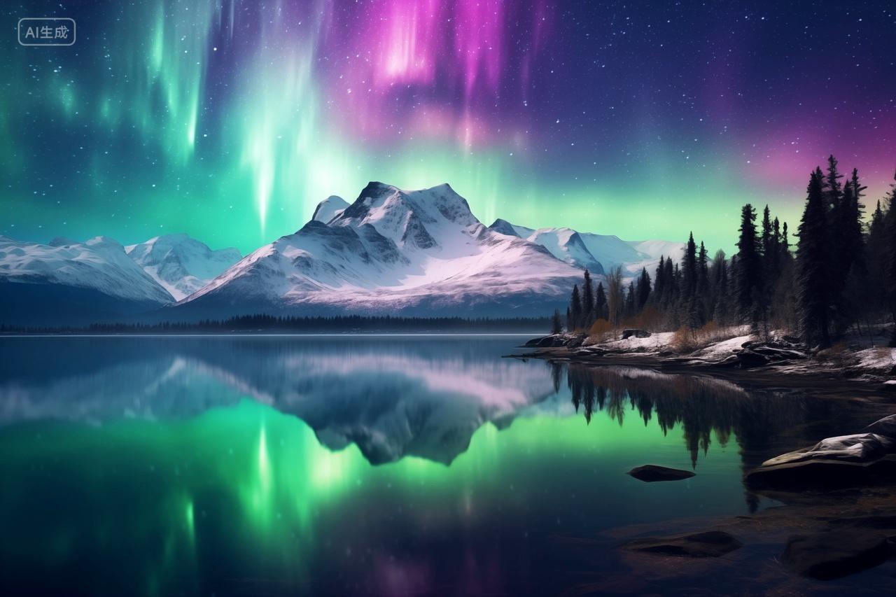 北极光下的梦幻之境电脑壁纸