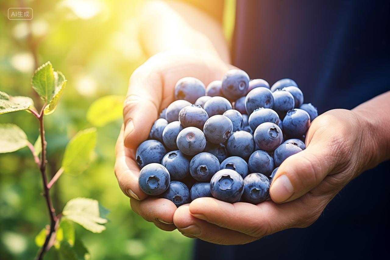 新鲜采摘的蓝莓新鲜水果