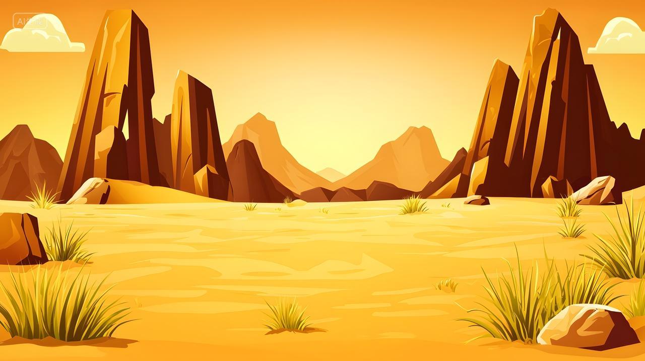 日落时充满活力沙漠景观