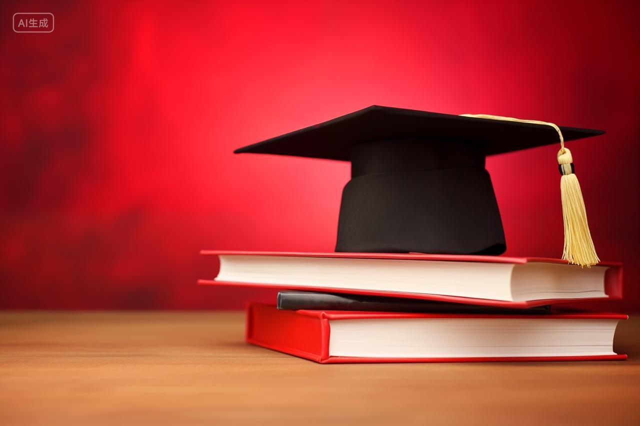 毕业学士帽和图书背景