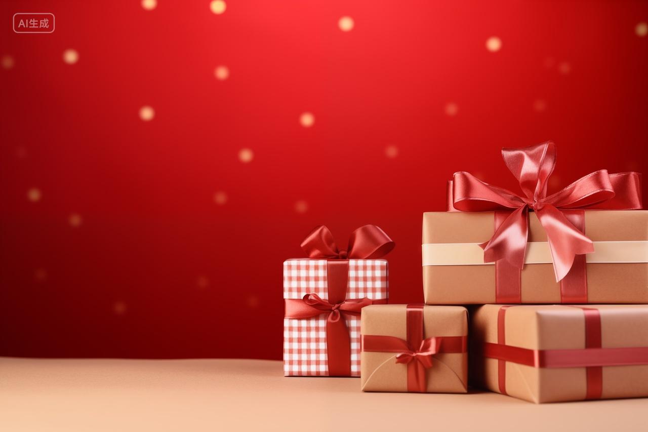 节日礼物包装红色背景情人节