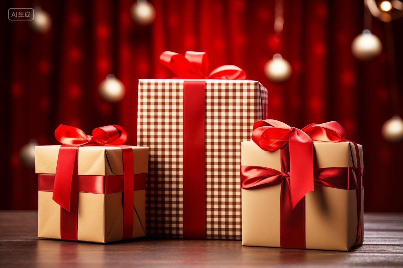 红色礼盒上的红色丝带节日情人节