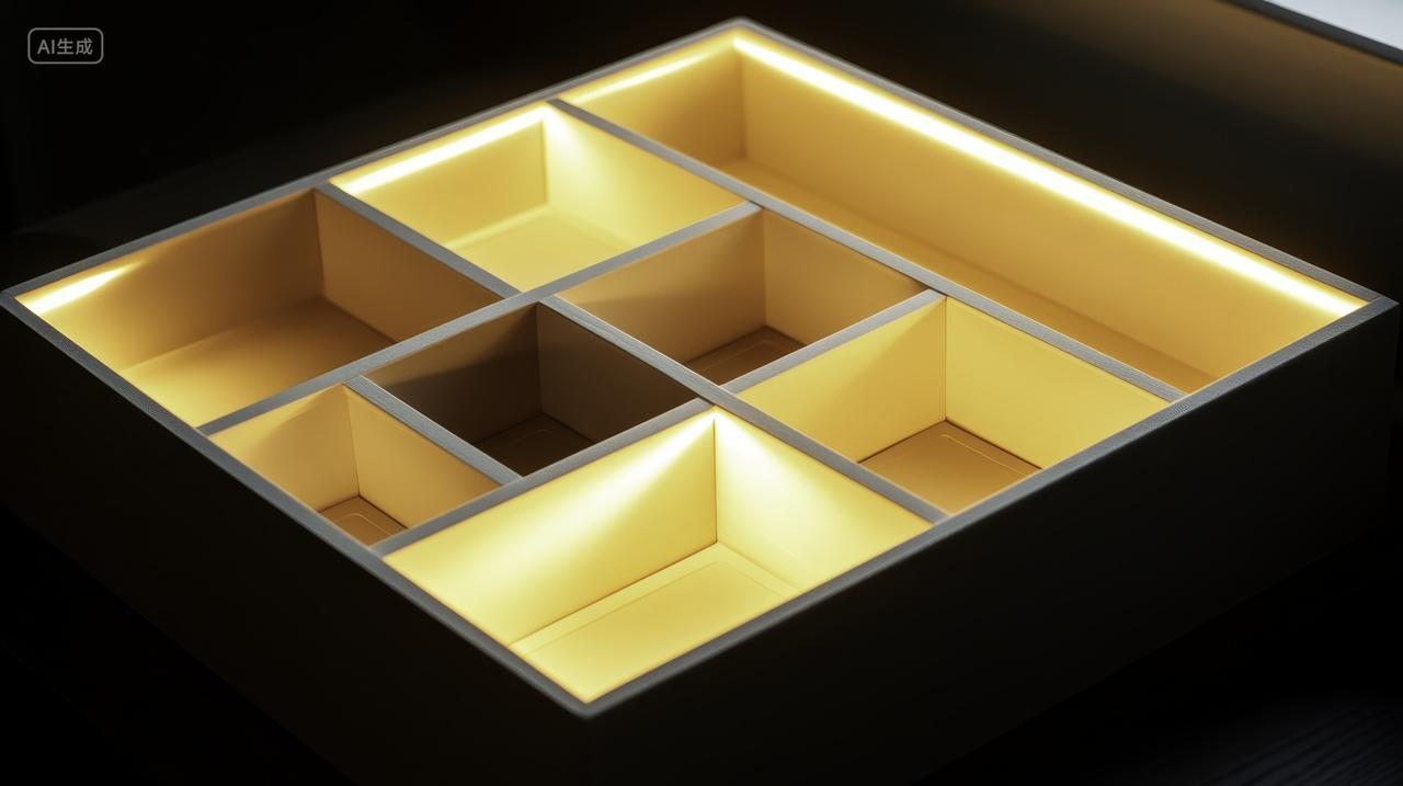 灯光照明的分隔储物盒