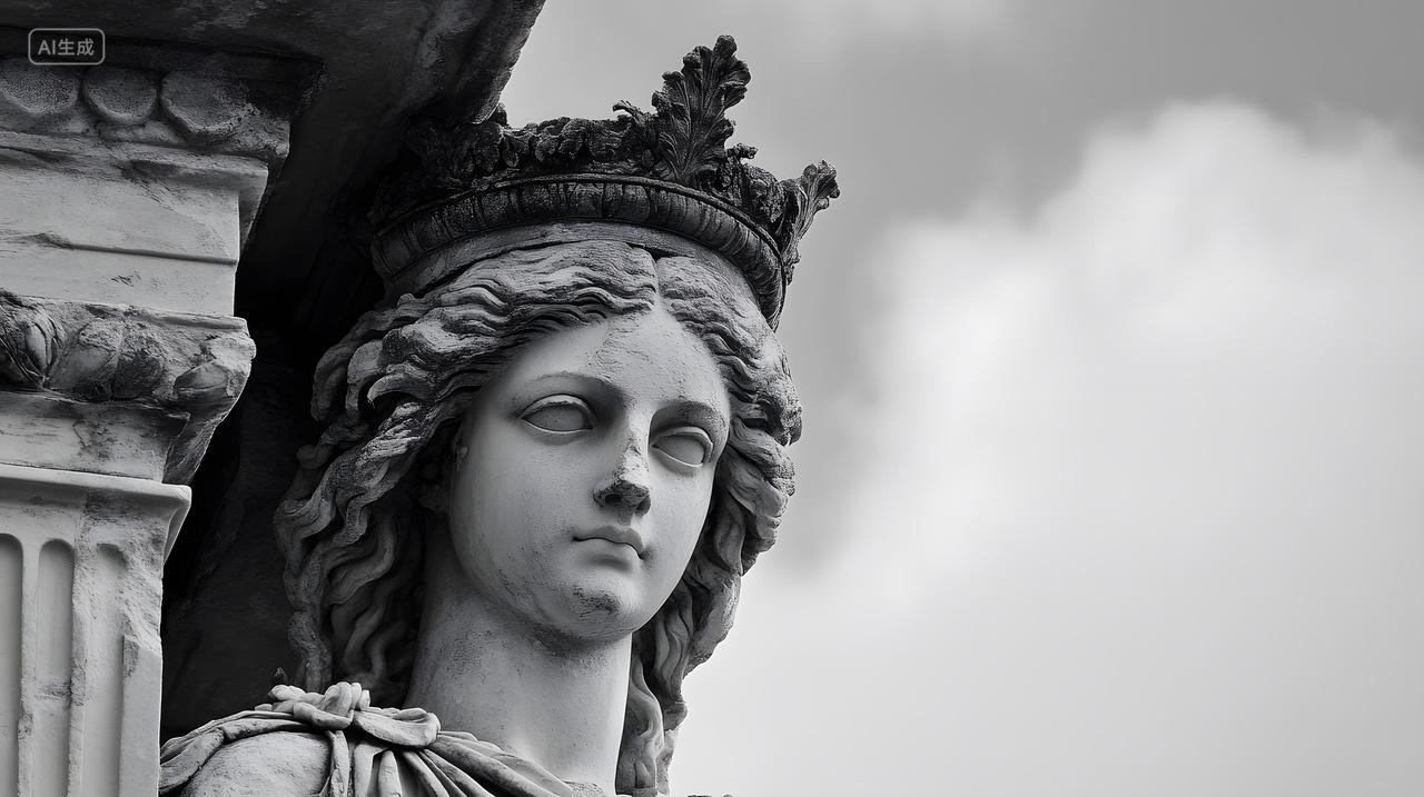 古典女神雕像黑白摄影