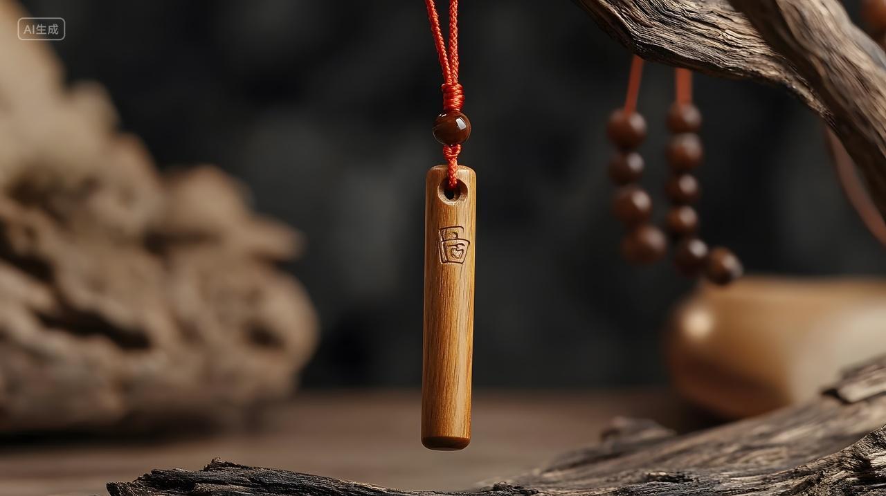 桌面上的传统中式竹制吊坠装饰