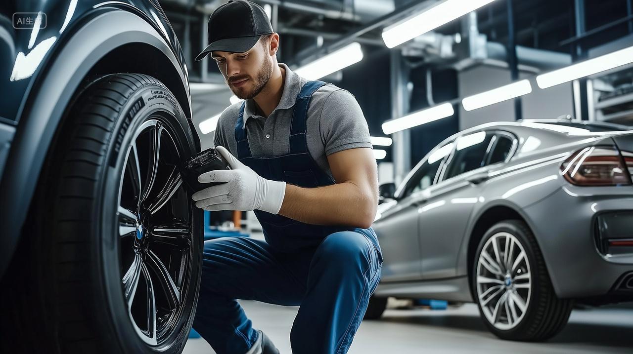 4S店专业技工维修车辆轮胎汽车维修修复