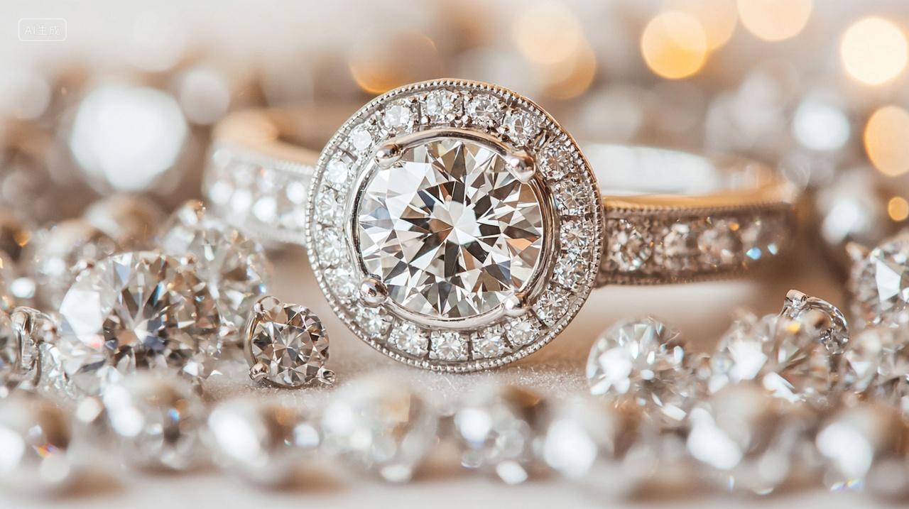 婚礼钻石戒指与闪亮的宝石