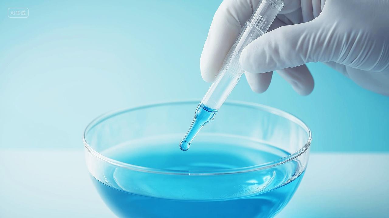 手拿滴管滴入液体化学实验变化