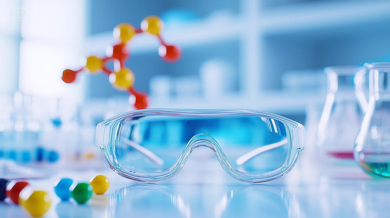 桌子上的医疗护目镜特写医疗用品