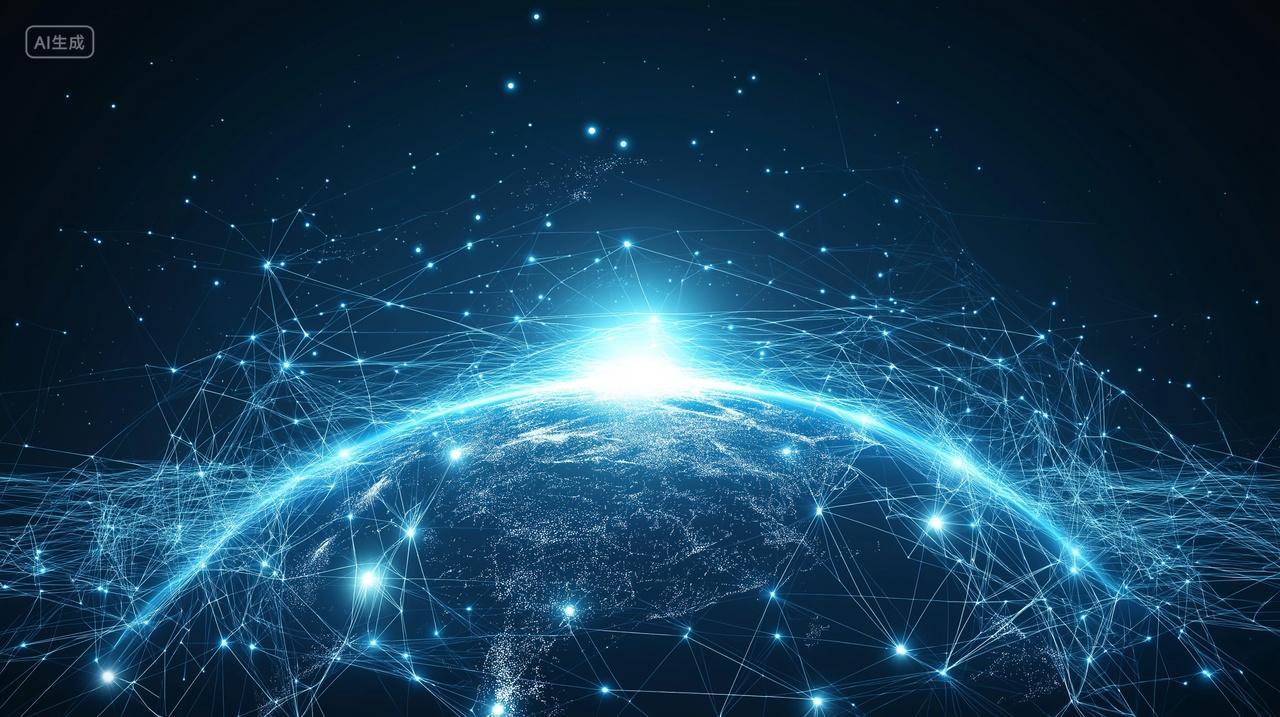 发光科技探索星球蓝色背景