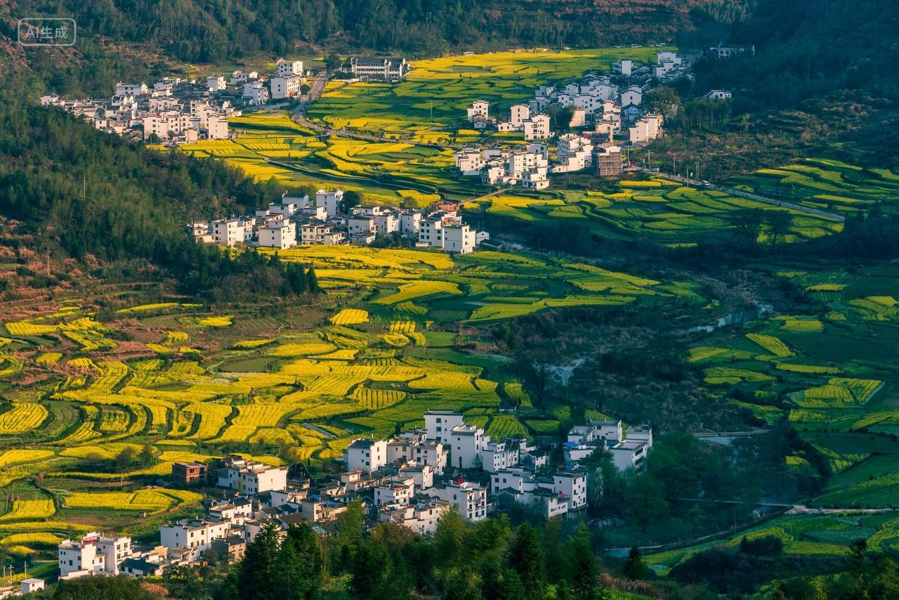 乡村农田房子乡村振兴农业婺源江岭