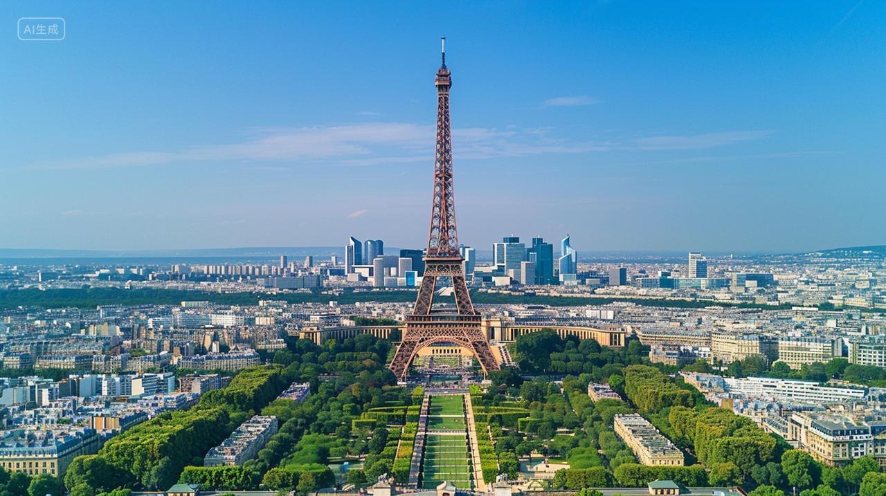 法国巴黎埃菲尔铁塔城市景观风景旅游