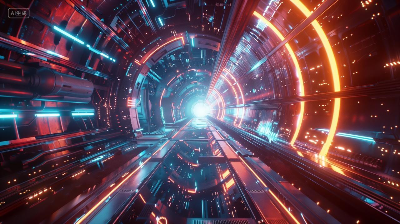 科技场景未来视角隧道光线