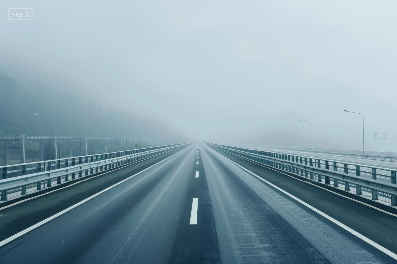 雾霭笼罩下的高速公路