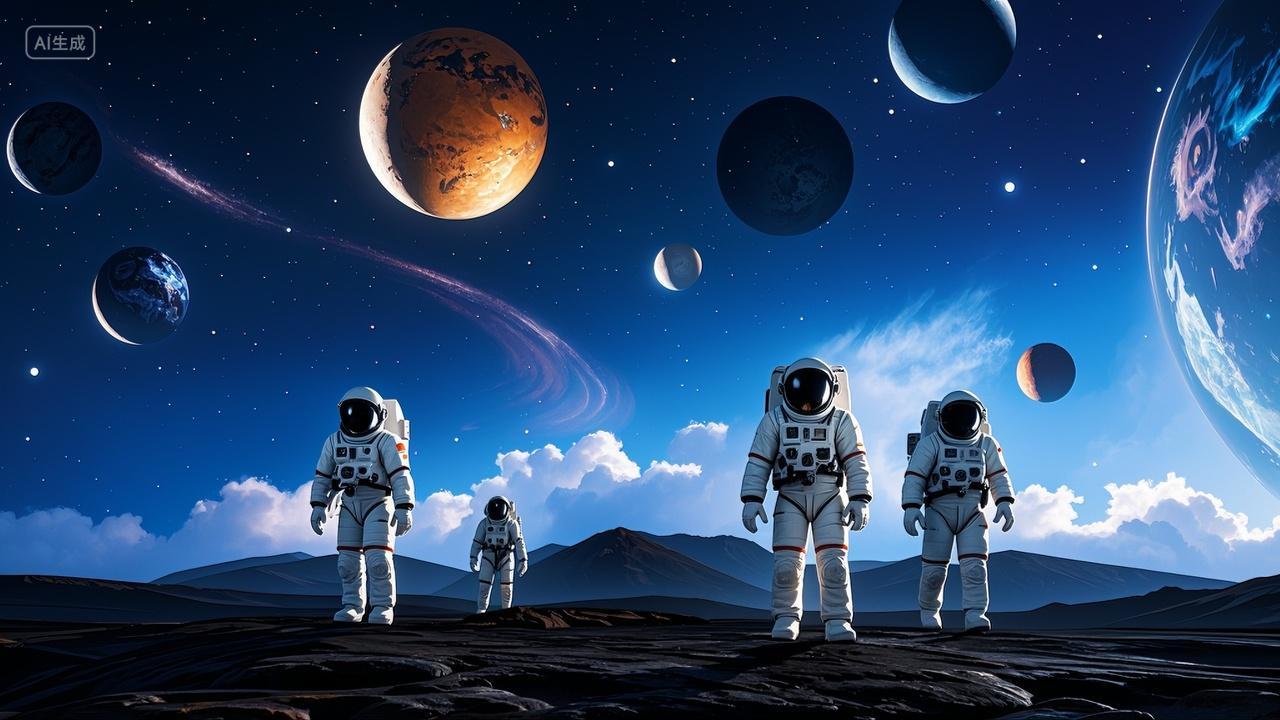 宇航员在太空探索行星航天概念图壁纸