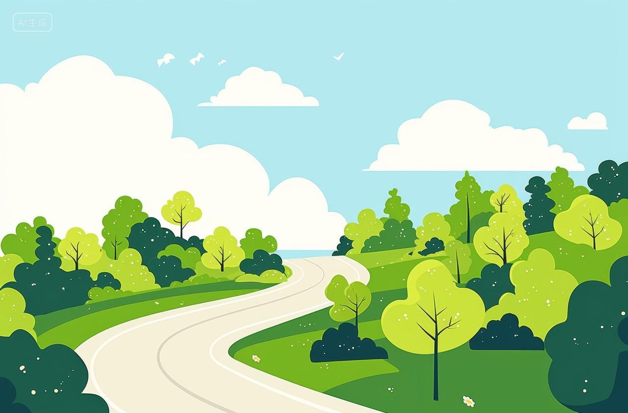 绿色森林中的一条蜿蜒的小路