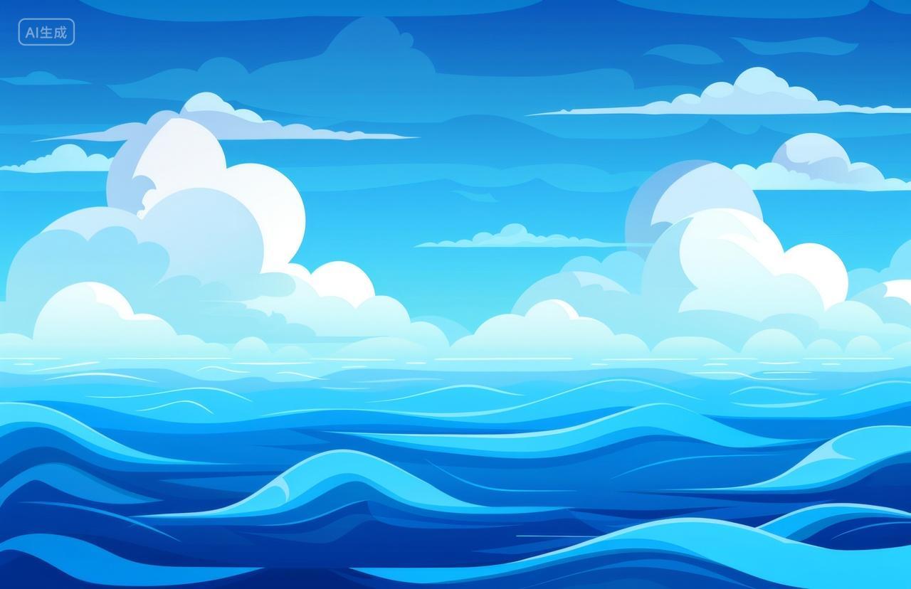 蓝天白云的涌动的海浪