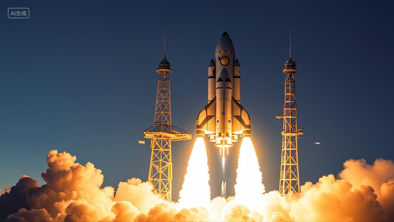 火箭从发射台发射航空航天科技中国发展