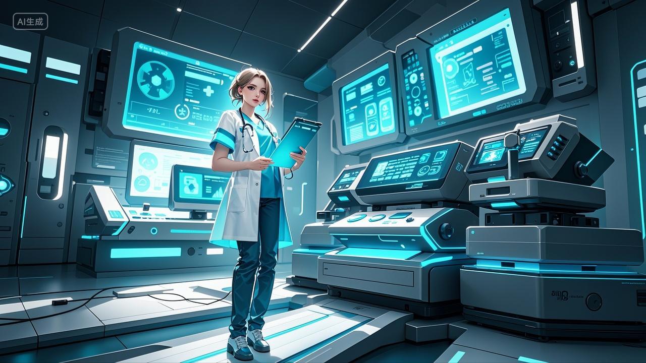 女医生和智能医疗平台未来医学概念医疗健康