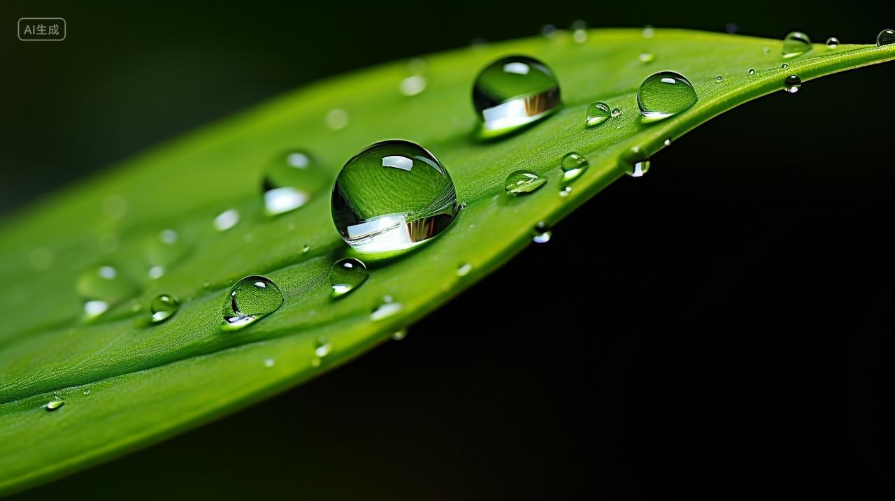 绿色竹叶上的水滴微距摄影特写风景壁纸