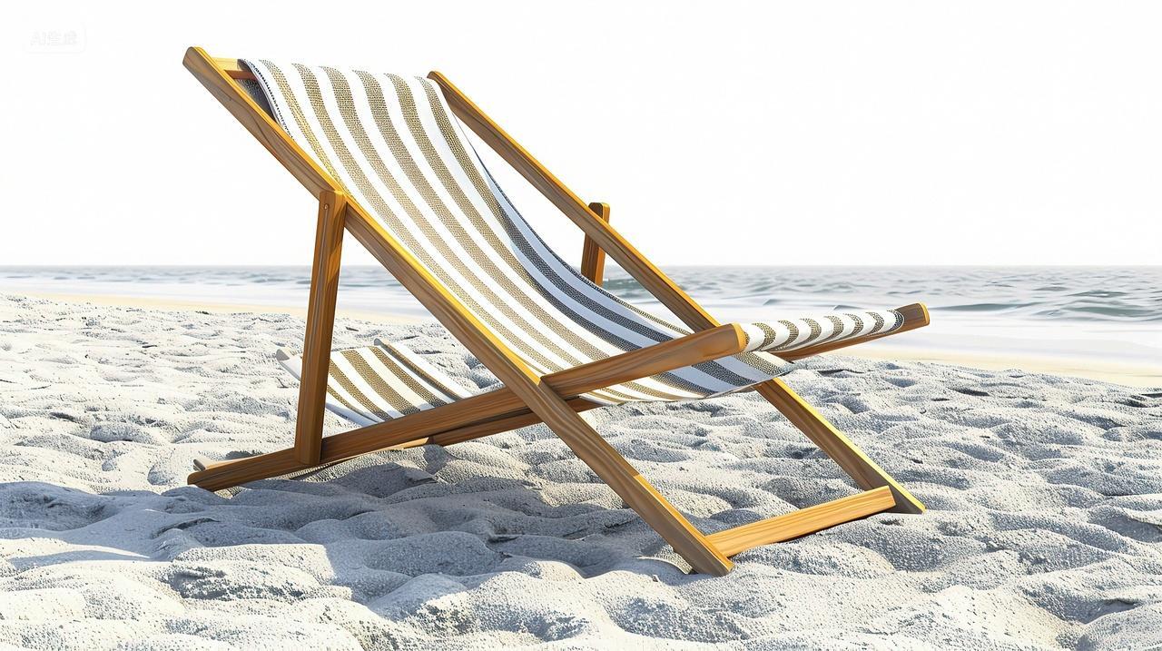 一把沙滩椅在沙漠上