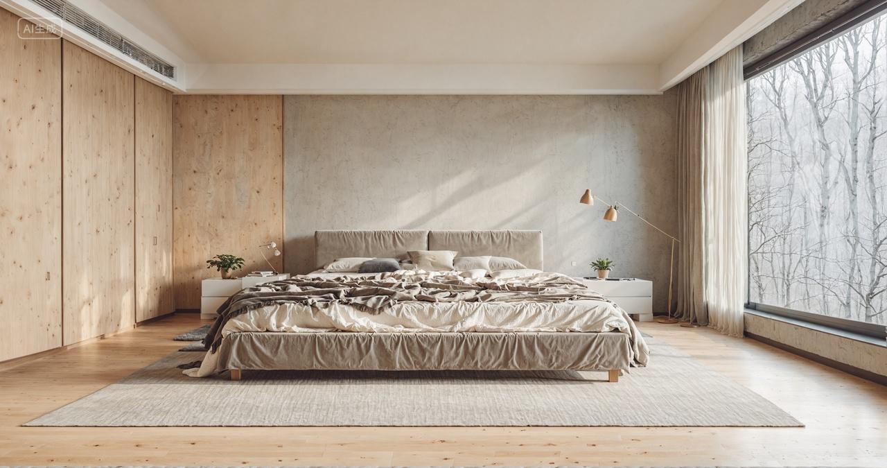 简约木质风卧室大床室内设计