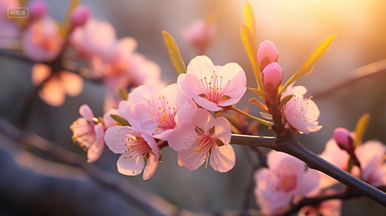 阳光下盛开的桃花风景壁纸春天春季