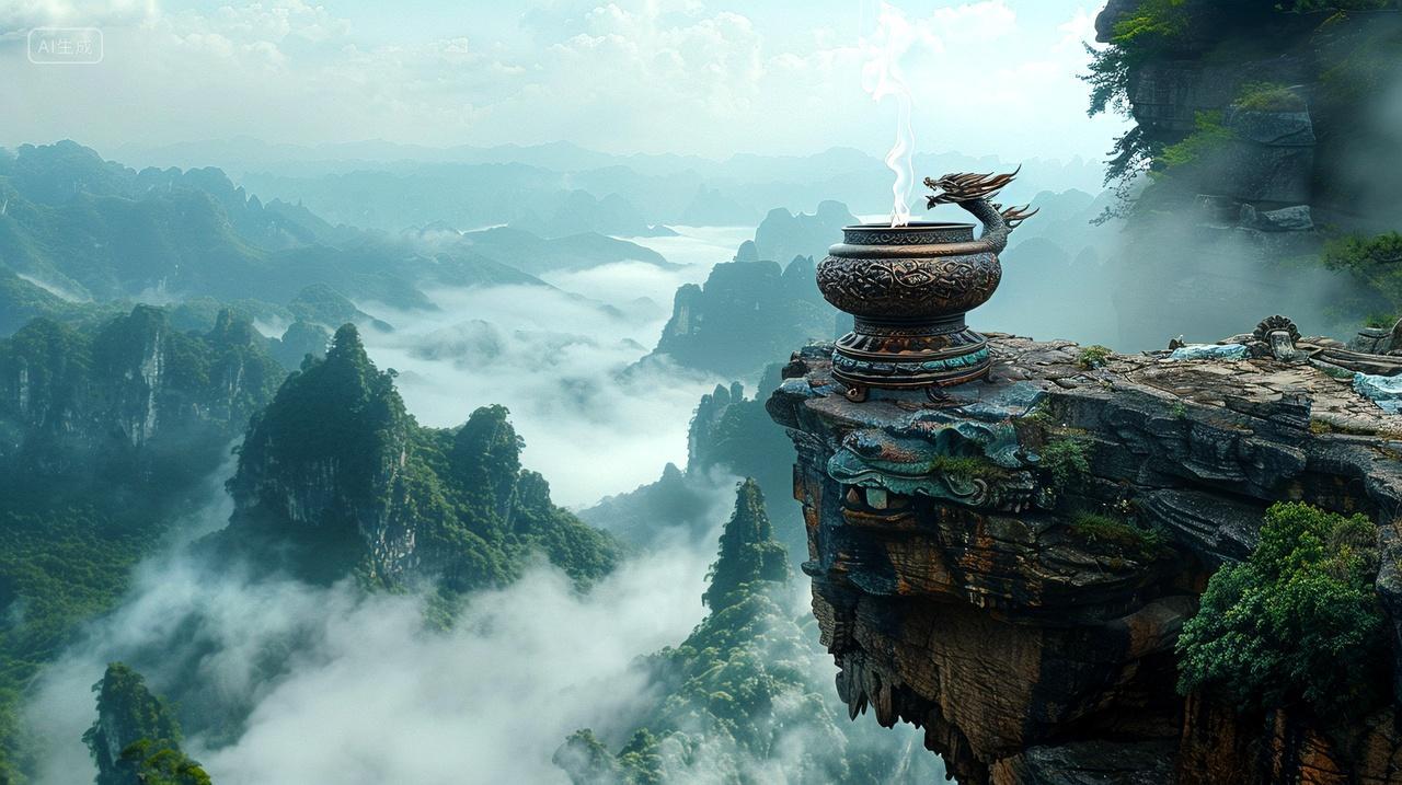 高山青铜香炉祈福