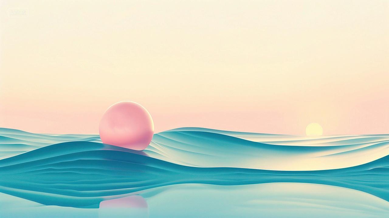 一个球飘在海上抽象创意背景