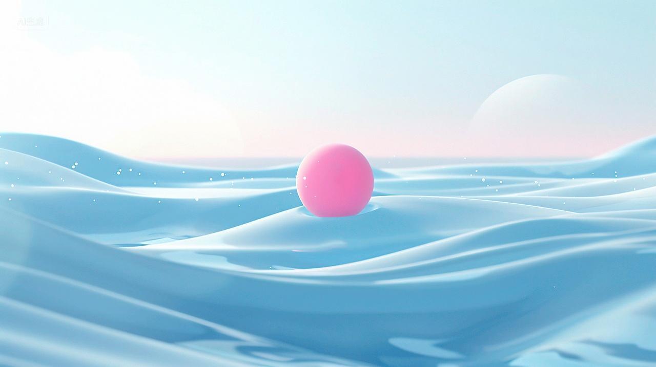 一个球飘在海上抽象艺术背景