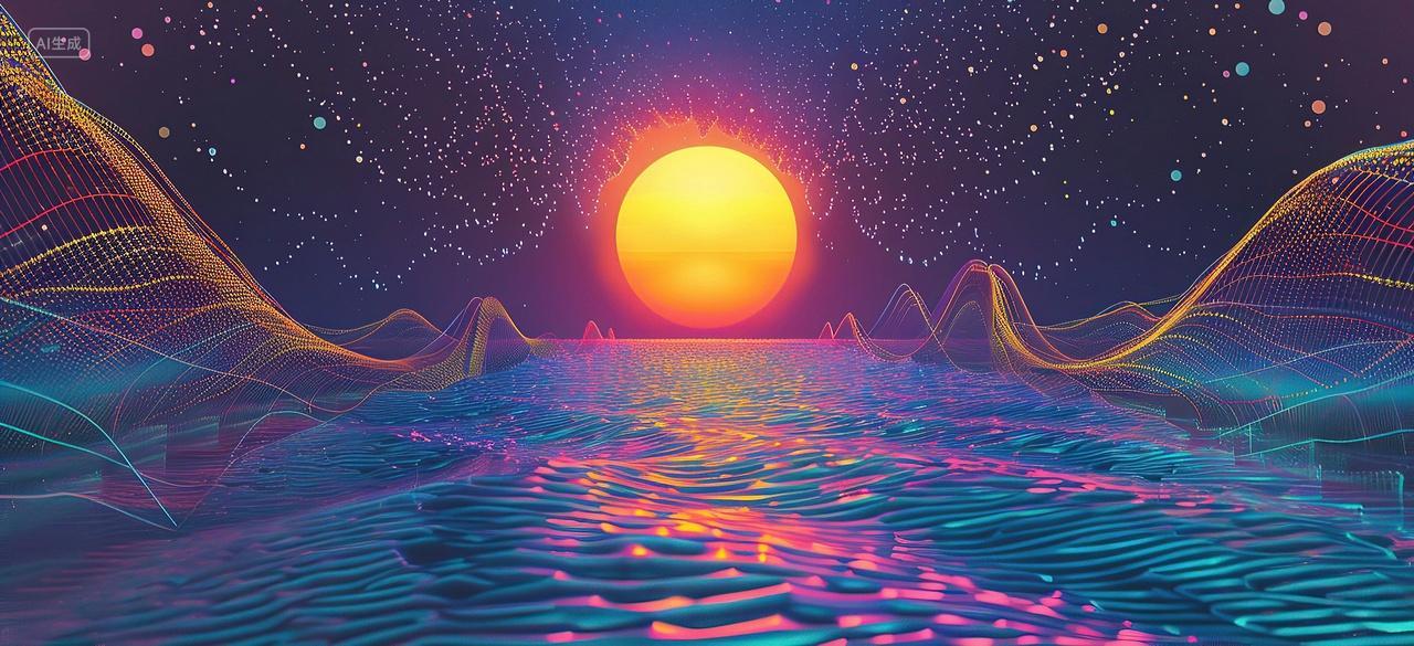 动感海上和月球背景