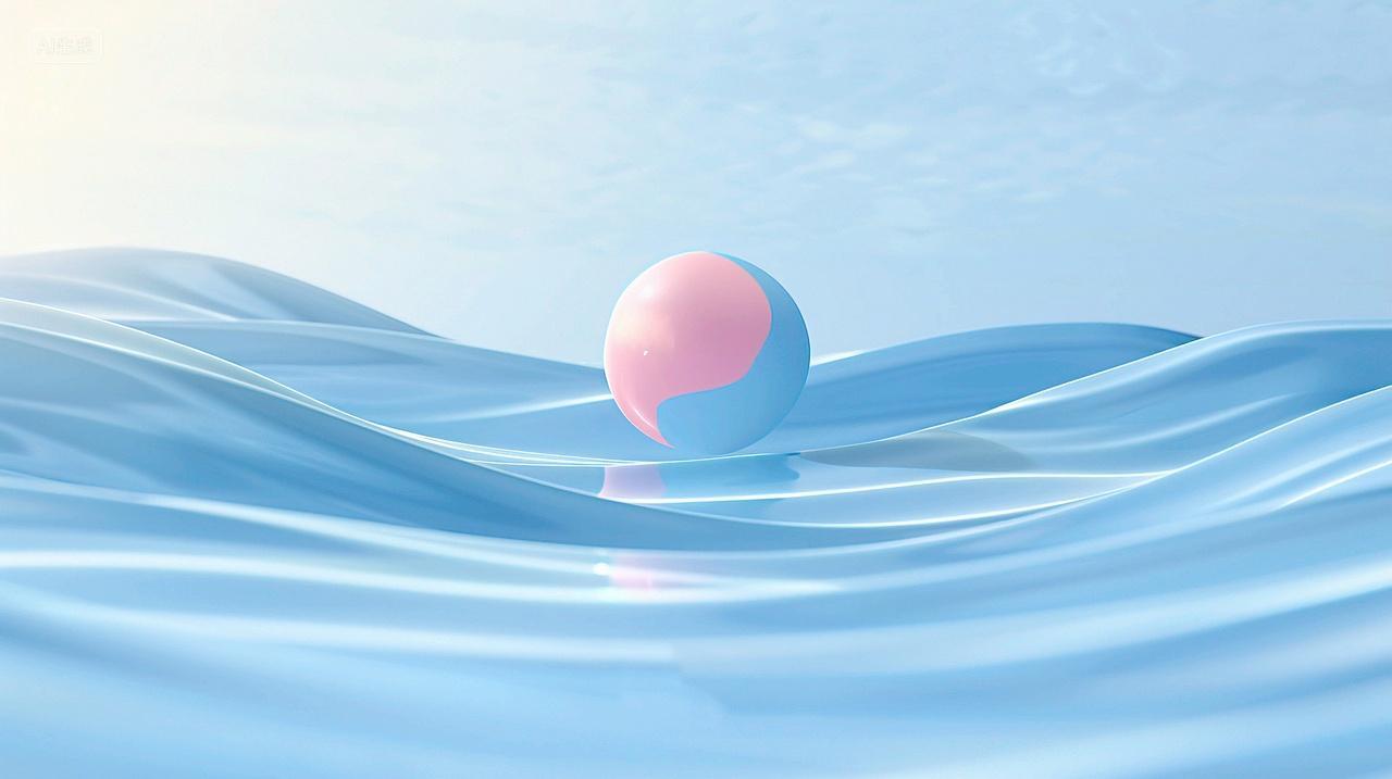 一个球飘在海上抽象创意背景