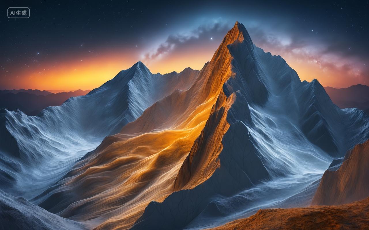 夜晚星辰山峦背景