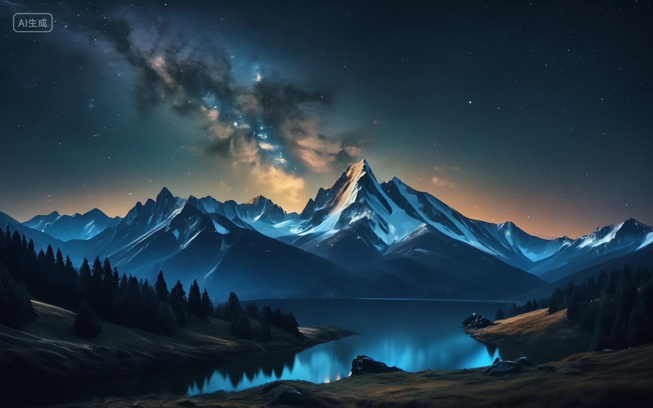 夜晚星辰山峦背景