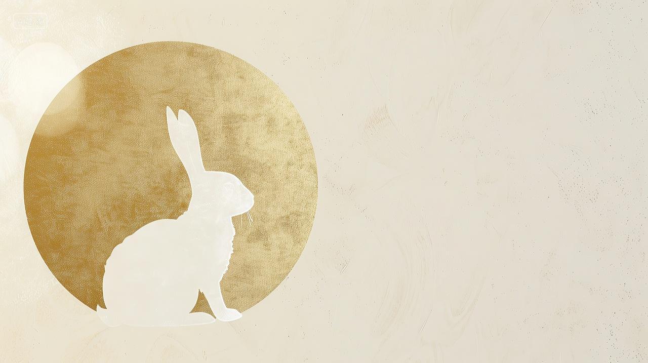 一只兔子和月亮国潮中秋背景