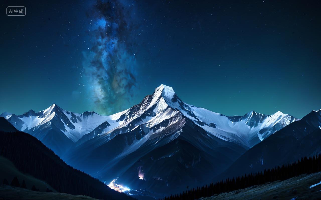 夜晚星辰山峦背景