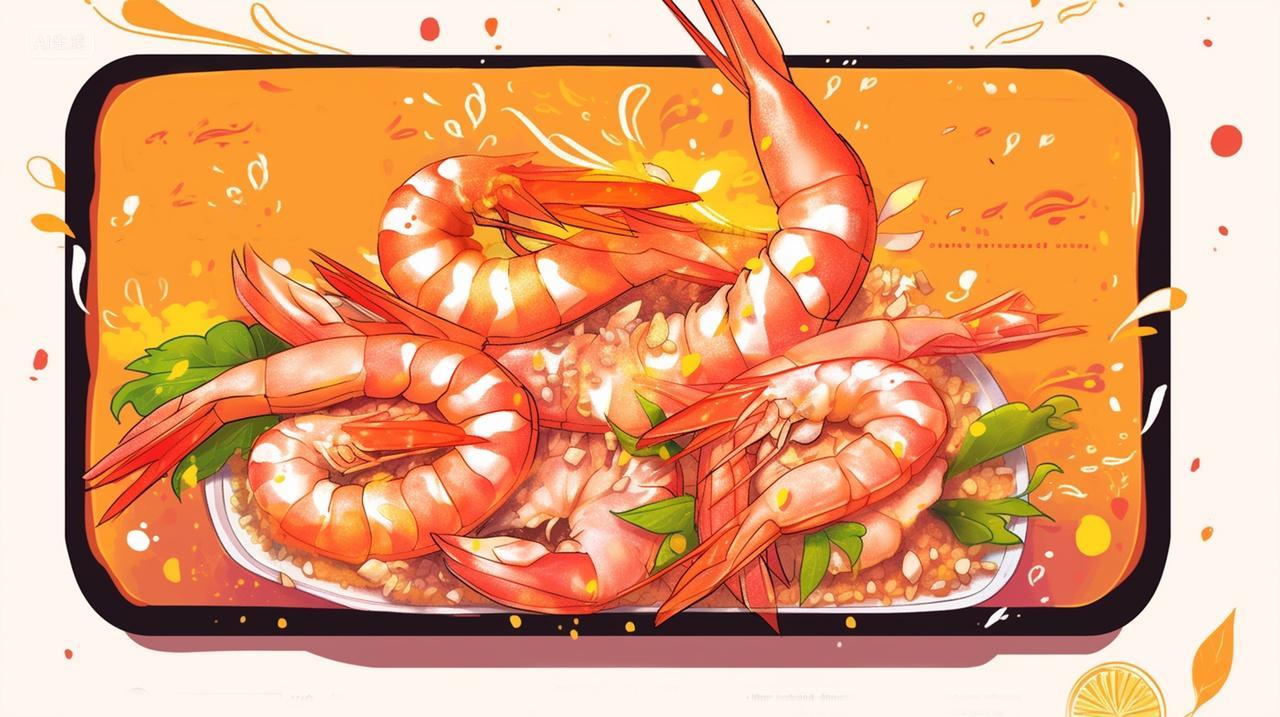 色彩鲜艳的美味大虾