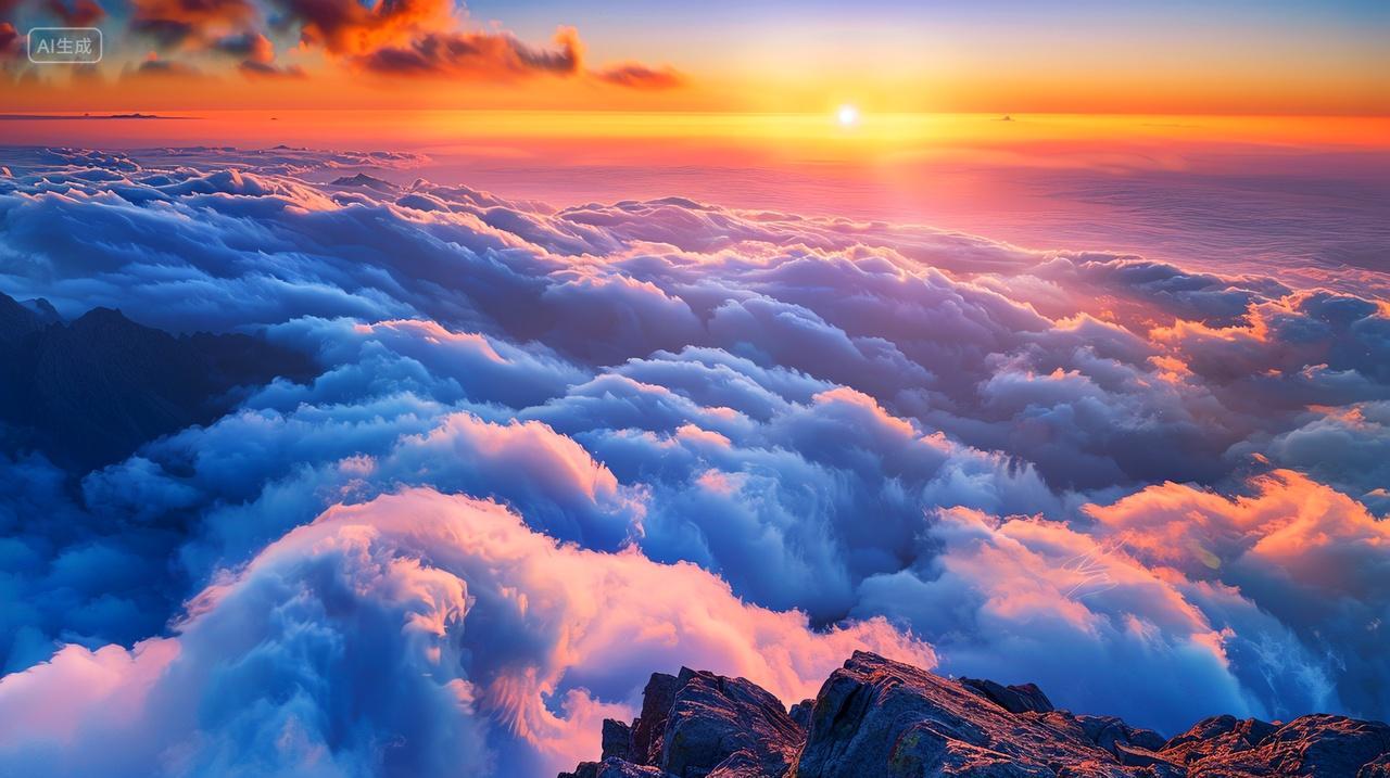 云海翻涌日出自然风景壁纸