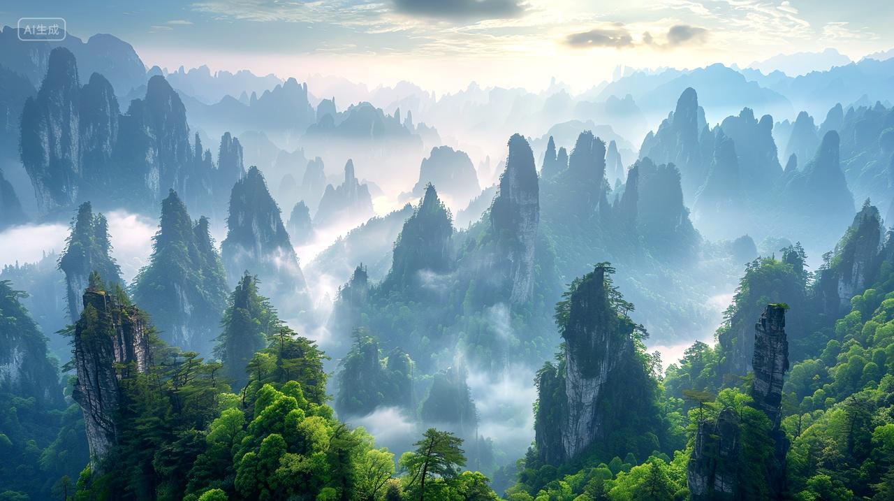 山峰群山雾气云雾风景大自然壁纸