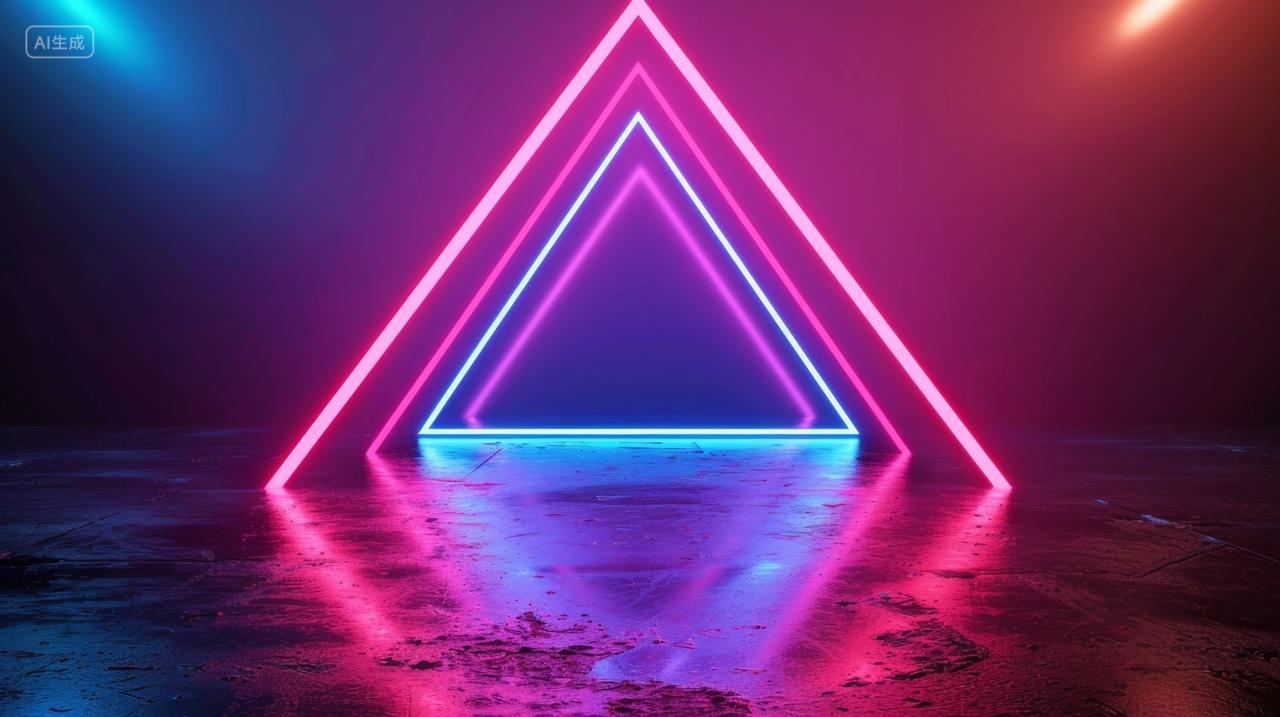 三角形霓虹灯光背景图