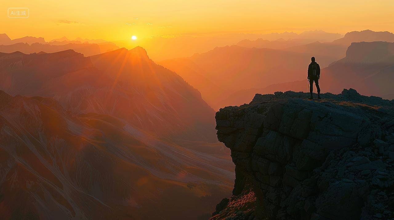 一个人站在山顶看夕阳企业文化
