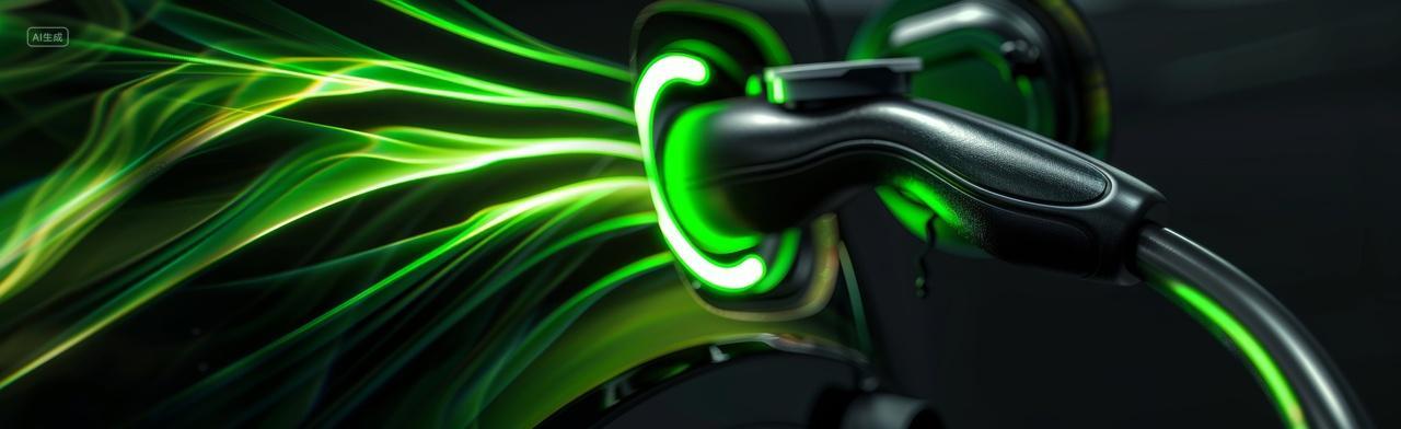 新能源汽车充电概念，充电枪正在插入电车