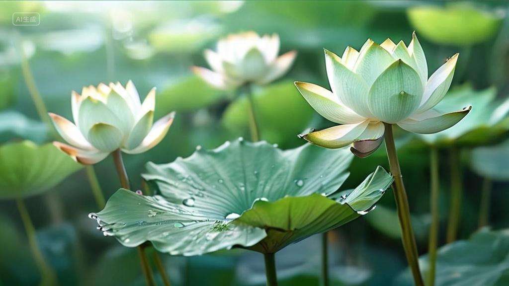 二十四节气夏至夏季荷花荷叶绿荷大暑小暑风景背景