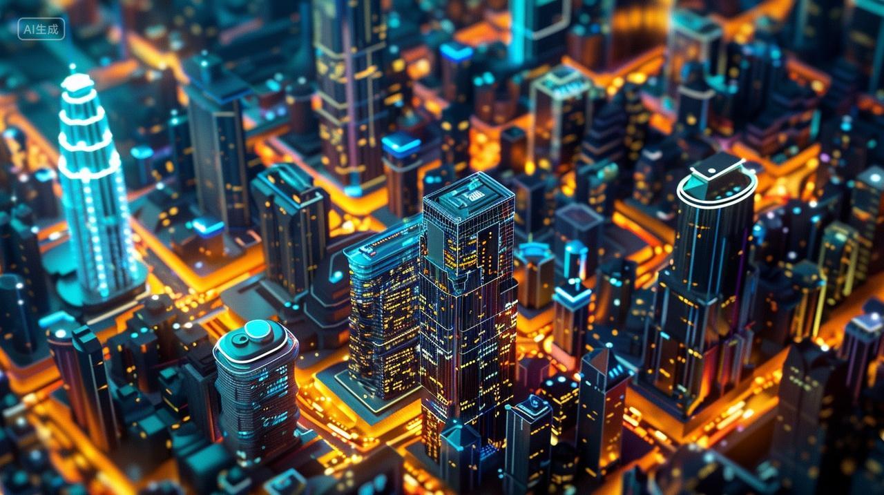 城市建筑未来科技智慧城市ai风格鸟瞰视角